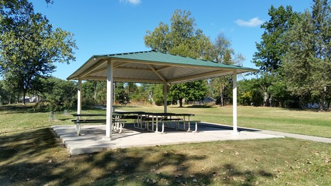 Lake Park Picnic Shelter providing shade and cover for picnic tables