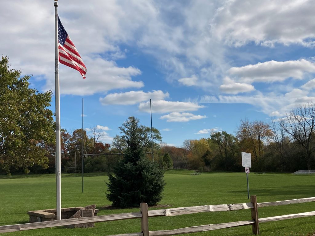Hutchins Athletic Field with flag