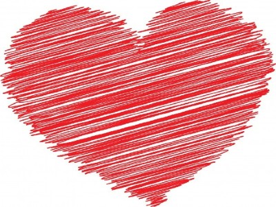 picture of a red heart drawn with lines
