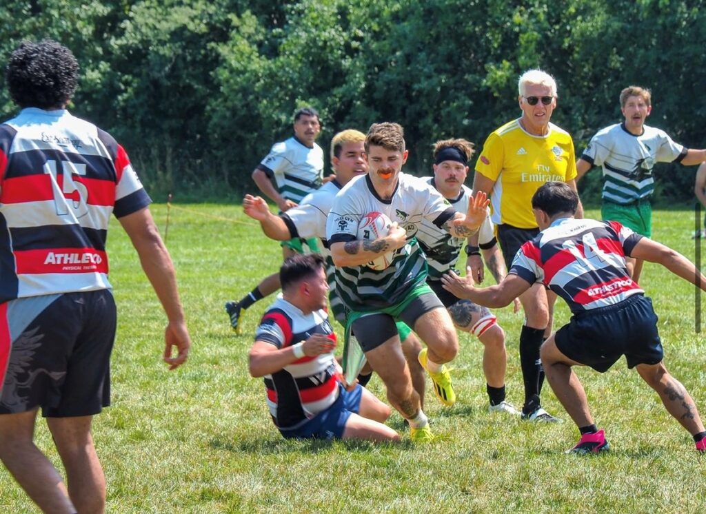 rugby players on a field